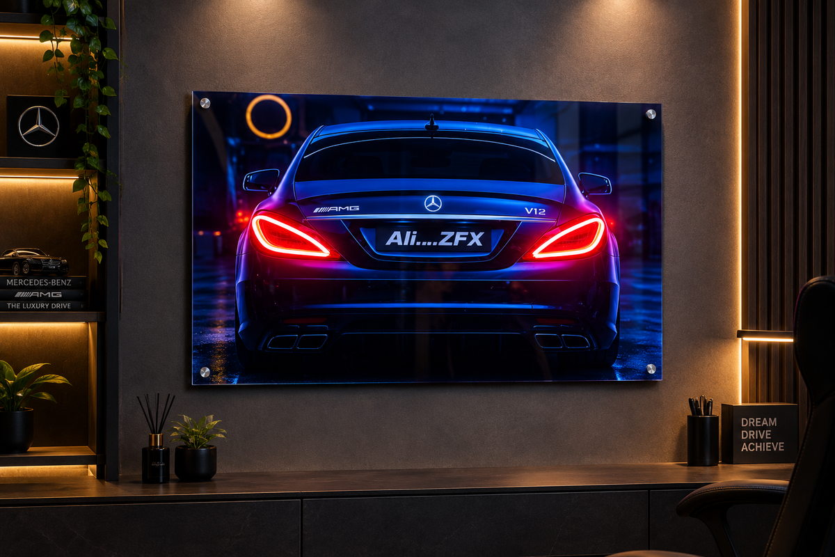 Mercedes-Benz CLS Blue Neon Acrylic Frame | GLOWRA ELITE