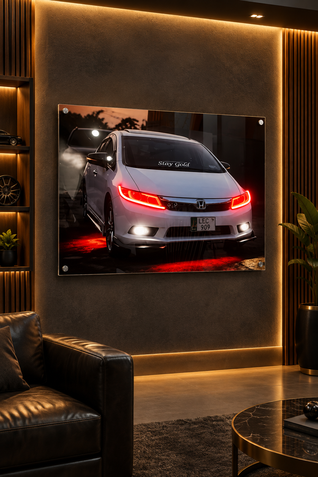 Honda Civic Red Underglow | Neon Acrylic Frame