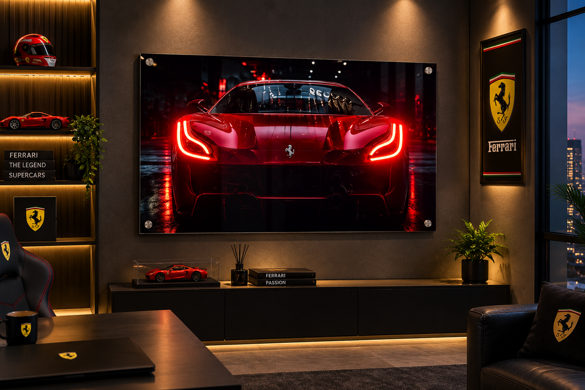 Ferrari Red Headlight | Neon Acrylic Frame
